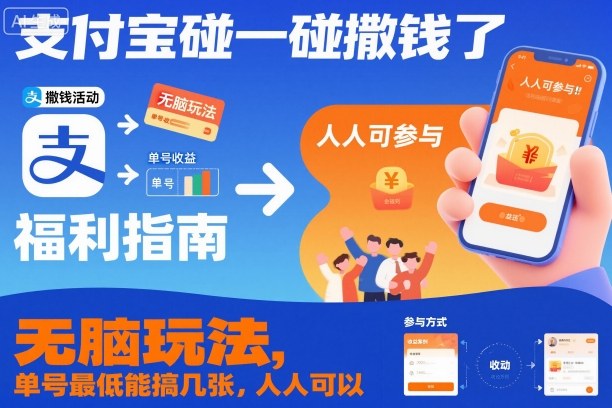 支付宝碰一碰撒钱了,无脑玩法,单号最低能搞几张,人人可以撸【揭秘】-旺仔资源库