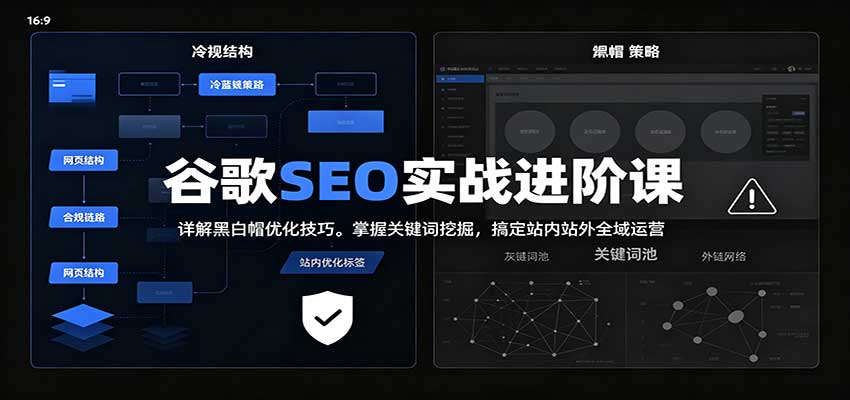 2026谷歌SEO实战进阶课:详解黑白帽优化技巧,掌握关键词挖掘,搞定站内站外全域运营-旺仔资源库