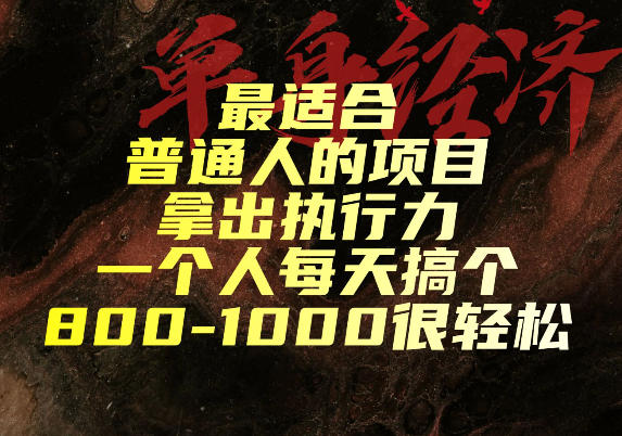 最适合普通人的项目,拿出执行力一个人每天搞个800-1k很轻松【揭秘】-旺仔资源库