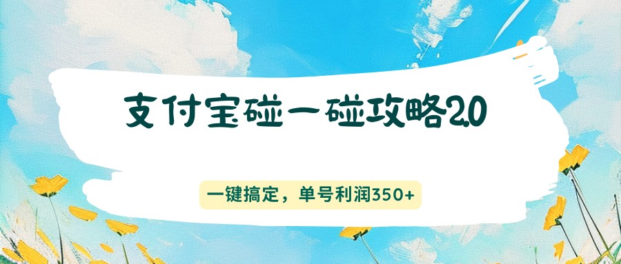 支付宝碰一碰攻略2.0，一键搞定，单号利润350+-旺仔资源库