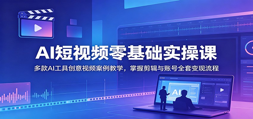 AI短视频零基础实操课:多款AI工具创意视频案例教学,掌握剪辑与账号全套变现流程-旺仔资源库