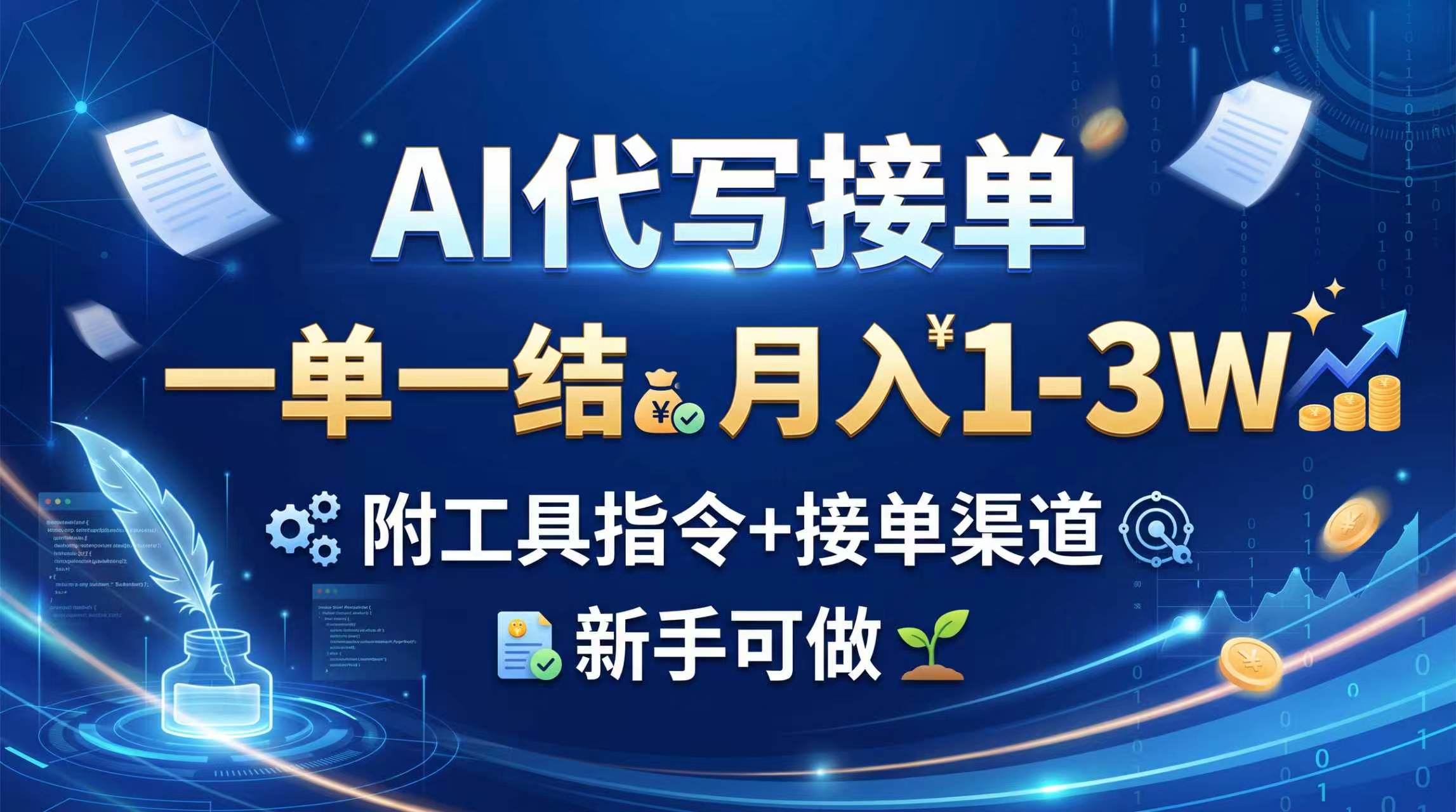 AI代写接单,一单一结,月入1-3W,附工具指令+接单渠道,新手可做-旺仔资源库