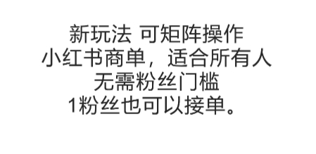 可矩阵操作，小红书商单新玩法，适合所有人，无需粉丝门槛，1粉丝也可以接单-旺仔资源库