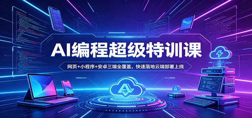AI编程超级特训课：网页+小程序+安卓三端全覆盖，快速落地云端部署上线-旺仔资源库
