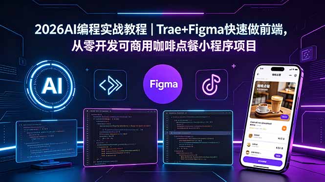 2026AI编程实战教程｜Trae+Figma快速做前端，从零开发可商用咖啡点餐小程序项目-旺仔资源库