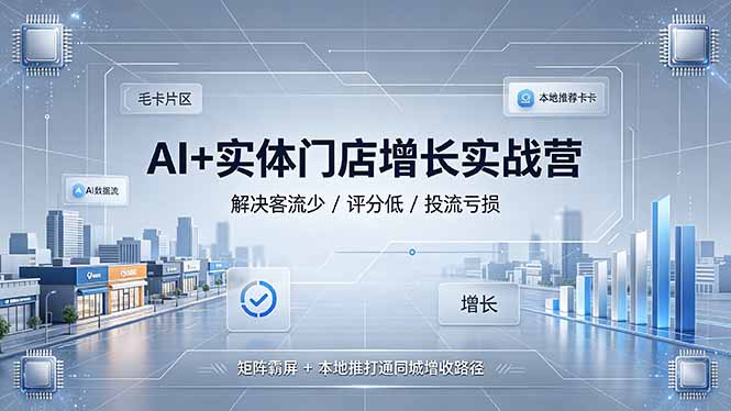 AI+实体门店增长实战营，解决客流少/评分低/投流亏损；矩阵霸屏+本地推打通同城增收路径-旺仔资源库