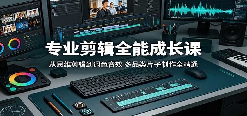 专业剪辑全能成长课：从思维剪辑到调色音效，多品类片子制作全精通-旺仔资源库