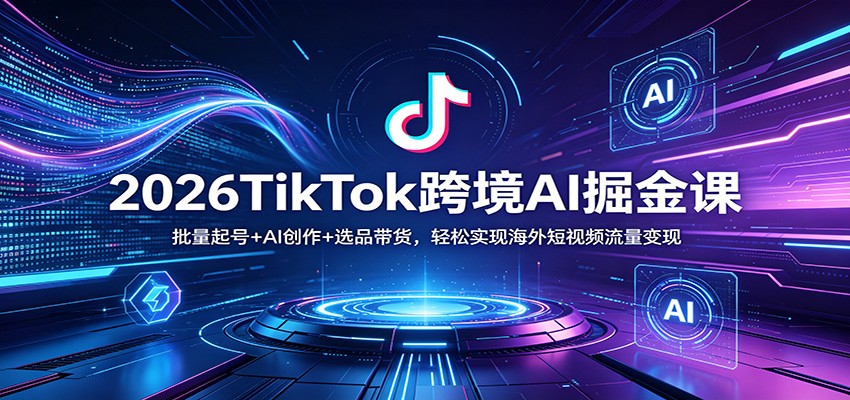 2026TikTok跨境AI掘金课：批量起号+AI创作+选品带货，轻松实现海外短视频流量变现-旺仔资源库