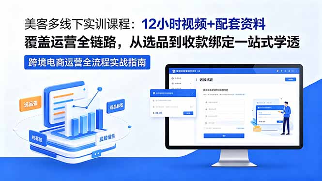 美客多线下实训课程:12小时视频+配套资料覆盖运营全链路,从选品到收款绑定一站式学透-旺仔资源库