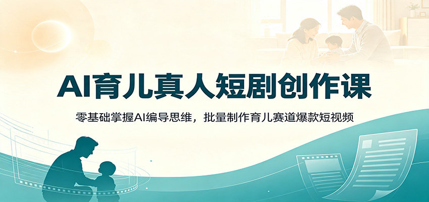 AI育儿真人短剧创作课：零基础掌握AI编导思维，批量制作育儿赛道爆款短视频-旺仔资源库