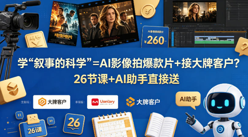 学《叙事的科学》=AI影像拍爆款片+接大牌客户？26节课+AI助手直接送【原创双语字幕】-旺仔资源库