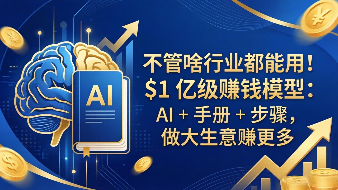 不管啥行业都能用！$1 亿级赚钱模型：AI + 手册 + 步骤，做大生意赚更多-旺仔资源库
