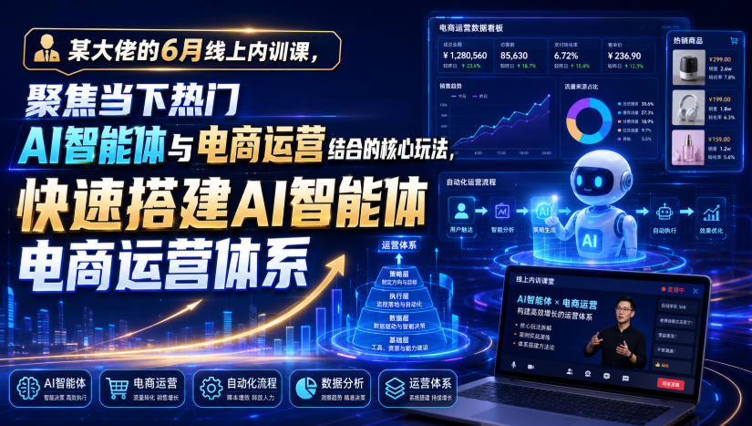 某大佬的6月线上内训课,聚焦当下热门AI智能体与电商运营结合的核心玩法,快速搭建AI智能体电商运营体系-旺仔资源库