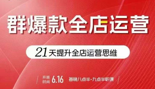 贾真电商群爆款全店运营，21天提升全店运营思维，起店、全店运营爆款不断-旺仔资源库