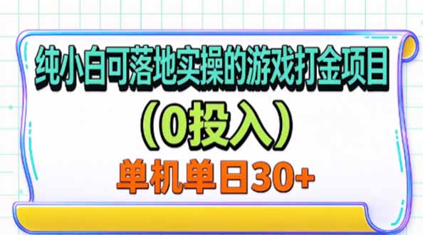纯小白可落地实操的游戏打金项目(0投入-旺仔资源库
