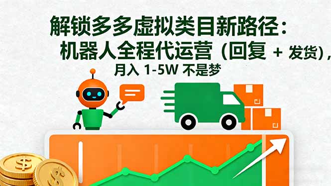 解锁多多虚拟类目新路径：机器人全程代运营(回复 + 发货-旺仔资源库