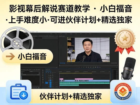 某大佬的影视幕后解说赛道教学，小白福音，上手难度小，可进伙伴计划+精选独家-旺仔资源库