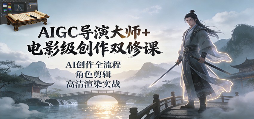 AIGC导演大师+电影级创作双修课：AI创作全流程、角色剪辑、高清渲染实战-旺仔资源库