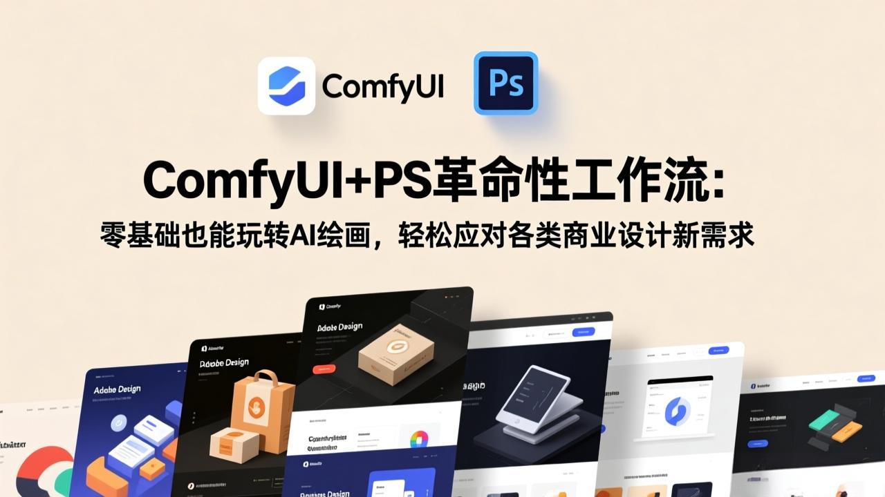 ComfyUI+PS革命性工作流：零基础也能玩转AI绘画，轻松应对各类商业设计新需求-旺仔资源库