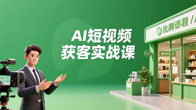 AI短视频获客实战课,数字人创作、实体行业应用、精准引流,30天获取客源月入6万+-旺仔资源库
