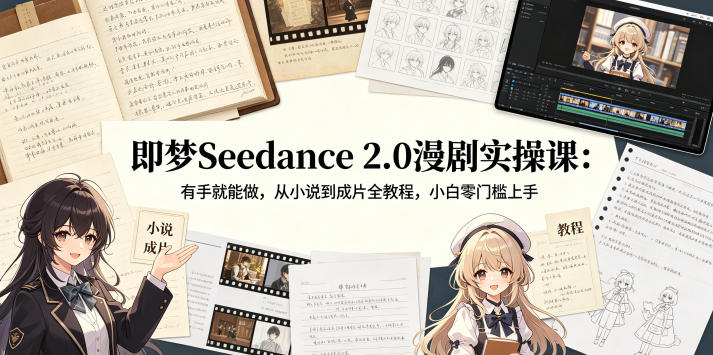 即梦Seedance 2.0漫剧实操课：有手就能做，从小说到成片全教程，小白零门槛上手-旺仔资源库
