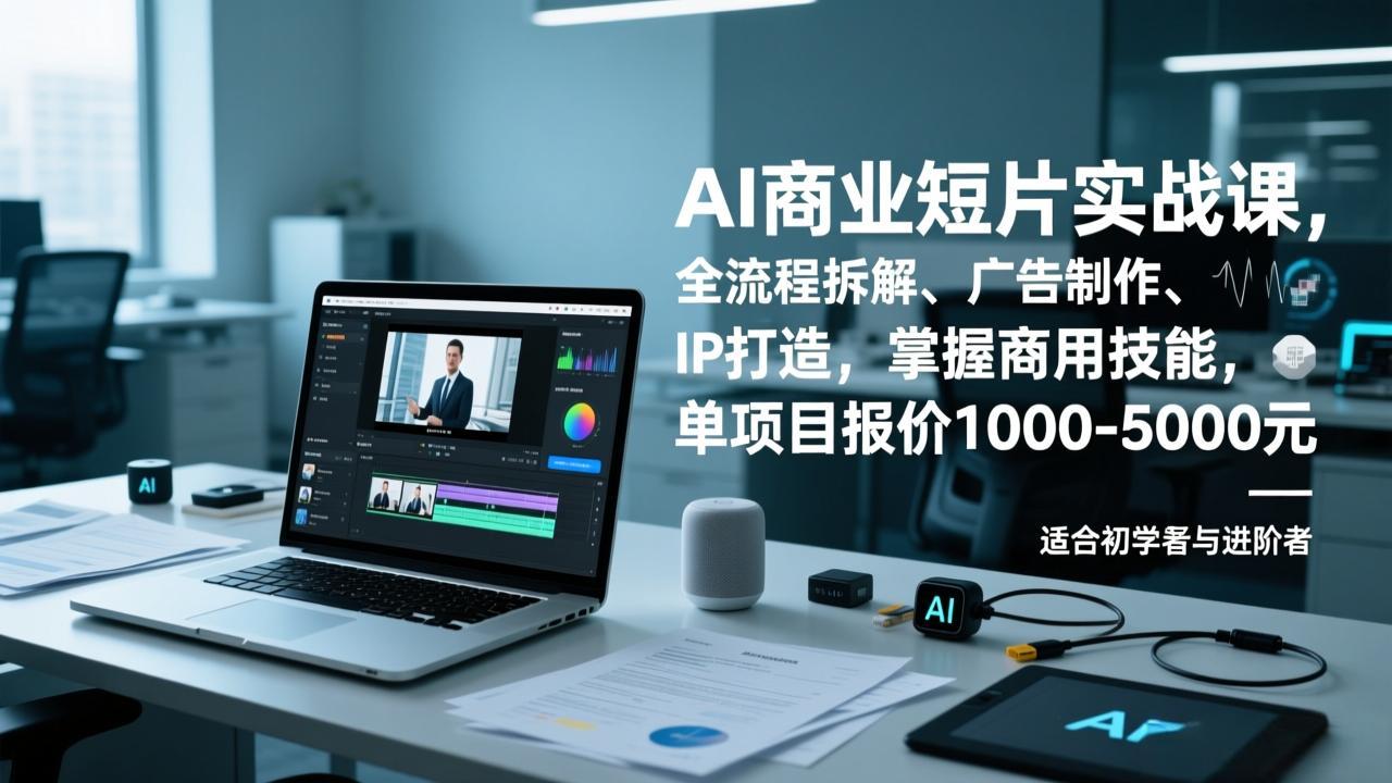 AI商业短片实战课,全流程拆解、广告制作、IP打造,掌握商用技能,单项目报价1000-5000元-旺仔资源库