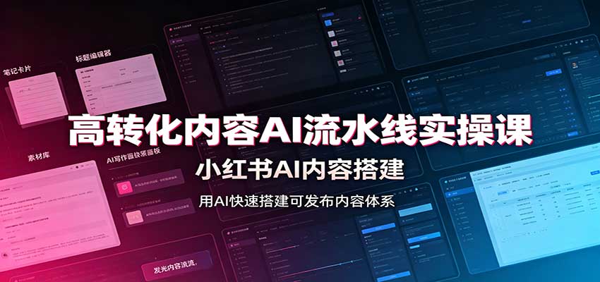 高转化内容AI流水线实操课：小红书AI内容搭建，Skill工具配置，转化内容生产-旺仔资源库