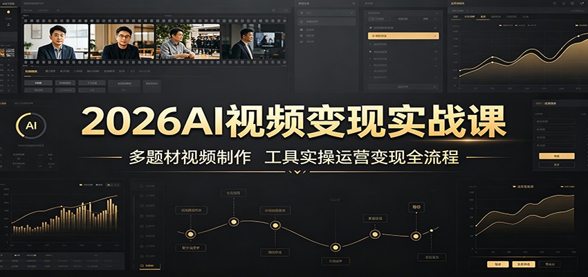 2026AI视频变现实战课：多题材视频制作，工具实操运营变现全流程-旺仔资源库