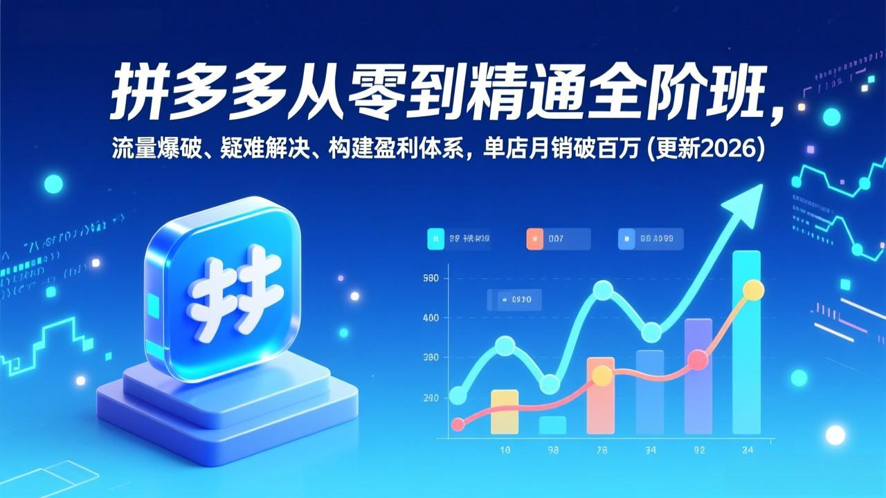 拼多多从零到精通全阶班，流量爆破、疑难解决，构建盈利体系，单店月销破百万(更新2026-旺仔资源库