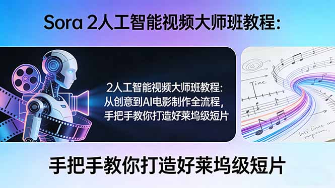 Sora 2人工智能视频大师班教程：从创意到AI电影制作全流程，手把手教你打造好莱坞级短片-旺仔资源库