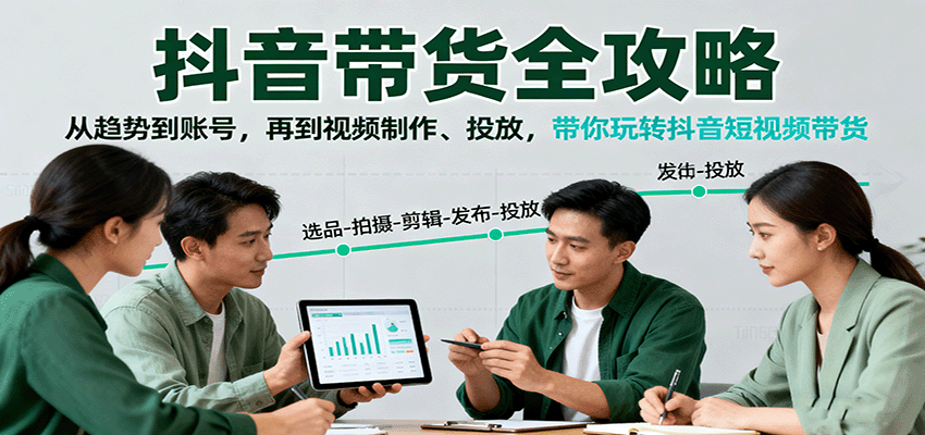 抖音带货全攻略：从趋势到账号，再到视频制作、投放，带你玩转抖音短视频带货-旺仔资源库