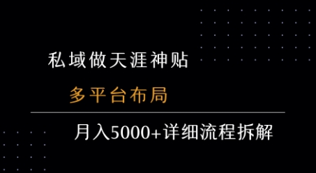 私域做天涯神贴 多平台布局 月入5k+详细流程拆解-旺仔资源库