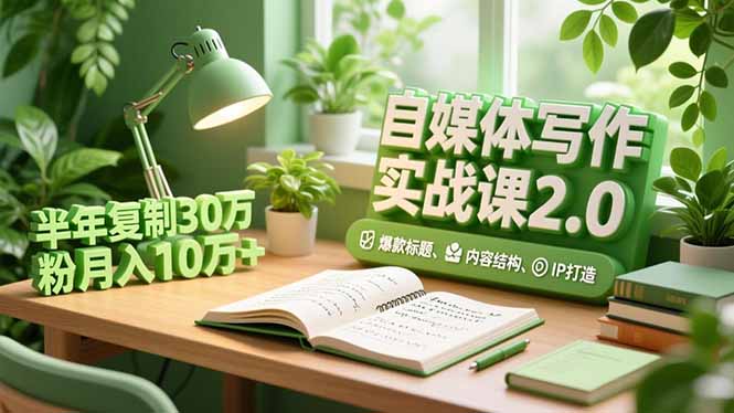 自媒体写作实战课2.0，爆款标题、内容结构、IP打造，半年复制30万粉月入10万+-旺仔资源库