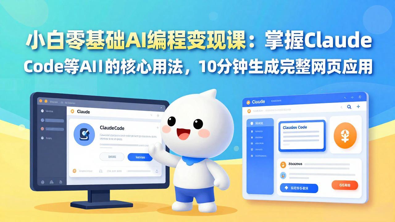 小白零基础AI编程变现课：掌握Claude Code等AI工具的核心用法，10分钟生成完整网页应用-旺仔资源库