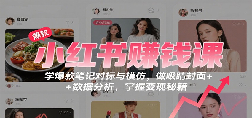小红书赚钱课：学爆款笔记对标与模仿，做吸睛封面 + 数据分析，掌握变现秘籍-旺仔资源库