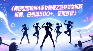 男粉引流项目4美女账号之健身美女拆解，日引流500+，变现多张-旺仔资源库