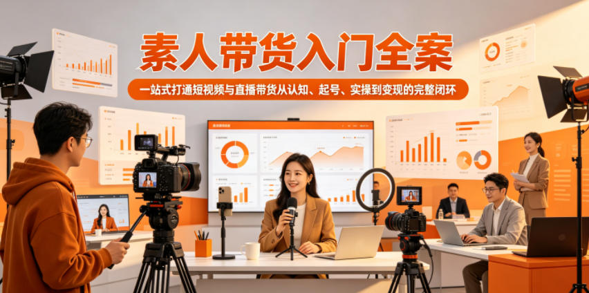 素人带货入门全案,一站式打通短视频与直播带货从认知、起号、实操到变现的完整闭环-旺仔资源库
