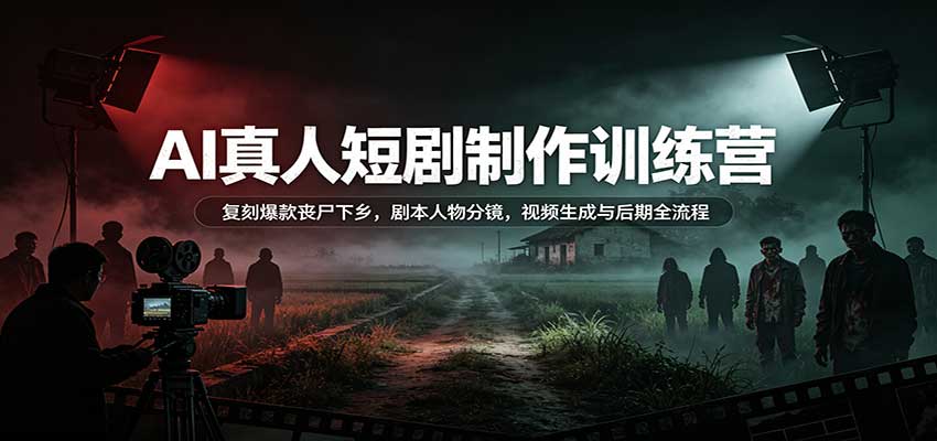 AI真人短剧制作训练营：复刻爆款丧尸下乡，剧本人物分镜，视频生成与后期全流程-旺仔资源库