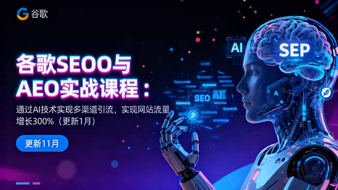 谷歌SEO与AEO实战课程：通过AI技术实现多渠道引流，实现网站流量增长300%-旺仔资源库