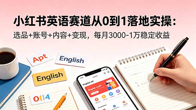 小红书英语赛道从0到1落地实操：选品+账号+内容+变现，每月3000-1万稳定收益-旺仔资源库