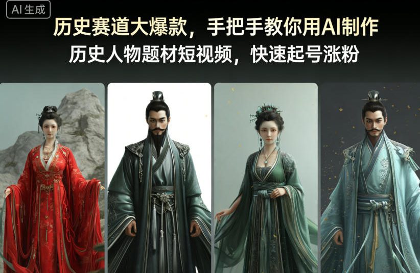 历史赛道大爆款，手把手教你用AI制作历史人物题材短视频，快速起号涨粉-旺仔资源库