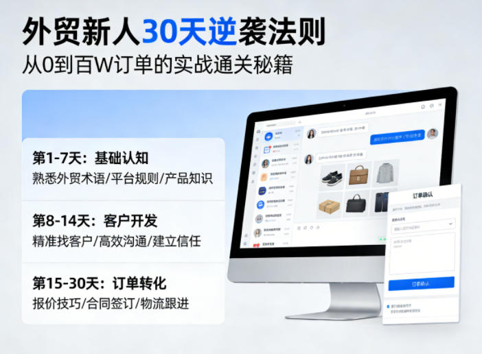 外贸新人30天逆袭法则，教你从0到百W订单的实战通关秘籍-旺仔资源库