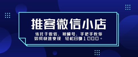 推客微信小店依托于微信、视频号，手把手教你如何快速变现 轻松日入1k+【揭秘】-旺仔资源库