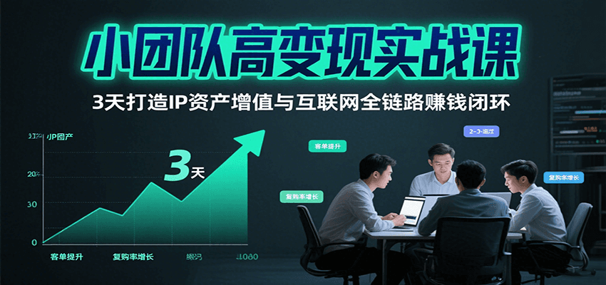 小团队高变现实战课，3天打造IP资产增值与互联网全链路赚钱闭环(第二期)-旺仔资源库