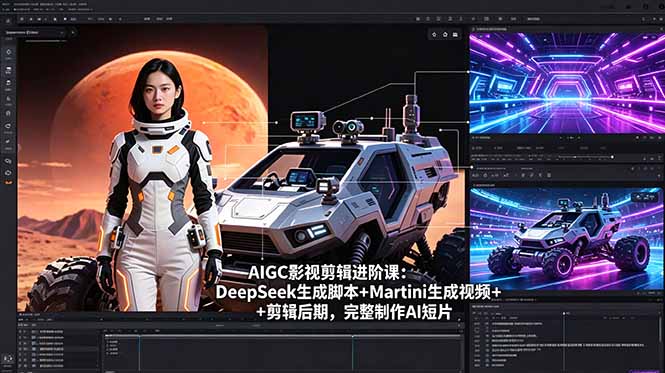 AIGC影视剪辑进阶课：DeepSeek生成脚本+Martini生成视频+剪辑后期，完整制作AI短片-旺仔资源库