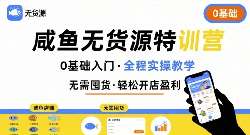 无货源特训营，0基础带你玩转咸鱼无货源-旺仔资源库