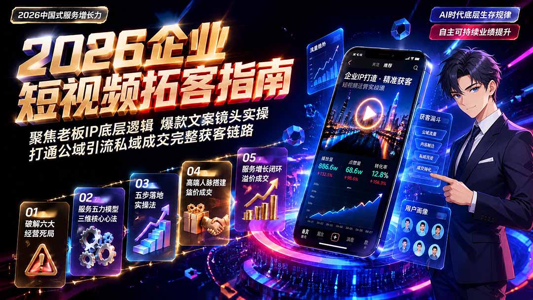 2026AI时代服务增长力实战课-无水印|五力模型三维心法教学,破解门店客源流失低价内卷实现长效业绩增长-旺仔资源库