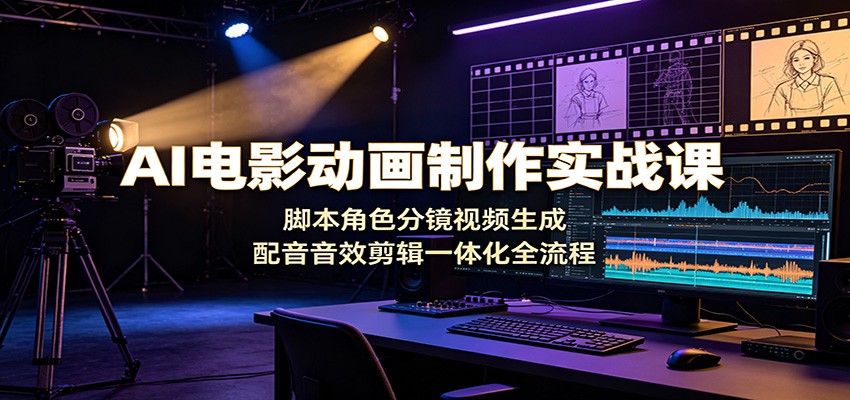 AI电影动画制作实战课:脚本角色分镜视频生成,配音音效剪辑一体化全流程-旺仔资源库