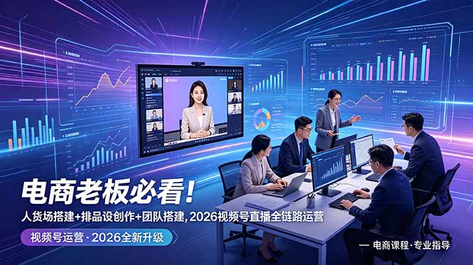 电商老板必看！人货场搭建+排品设计+素材创作+团队搭建，2026视频号直播全链路运营-旺仔资源库