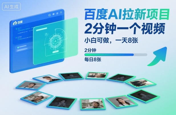百度AI拉新项目，2分钟一个视频，小白可做，一天8张【附案例+保姆级教程】-旺仔资源库